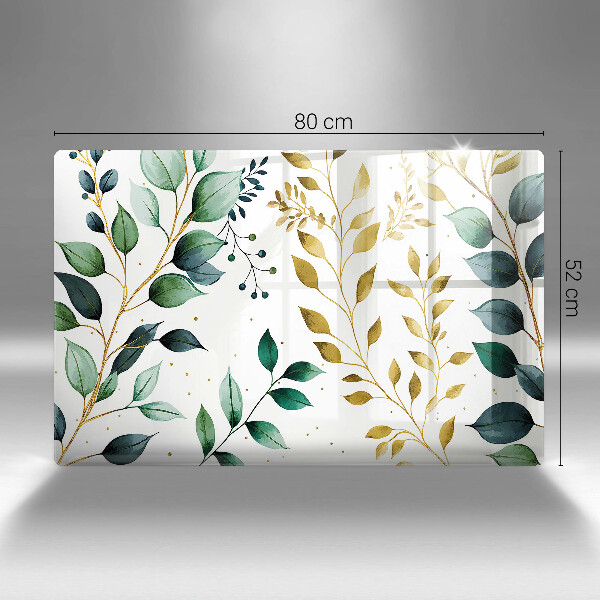 Protezione piano cottura Foglie verdi e dorate