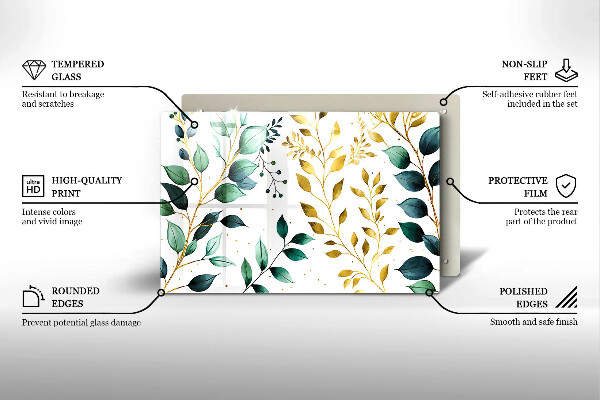 Protezione piano cottura Foglie verdi e dorate