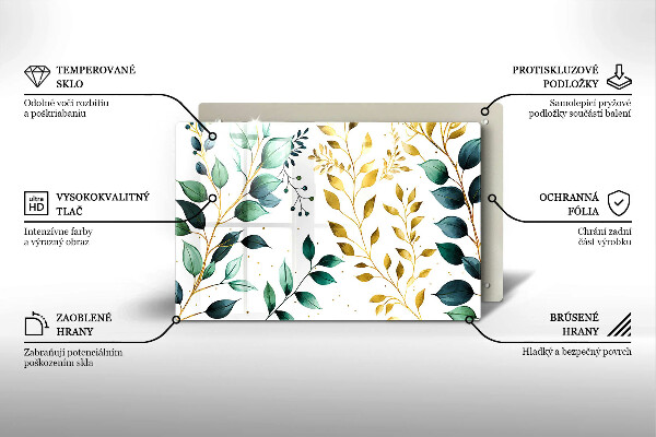 Protezione piano cottura Foglie verdi e dorate