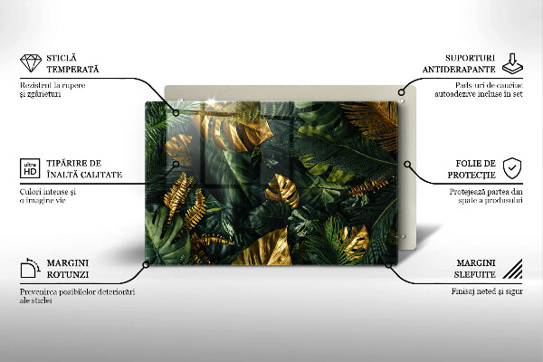 Copri piano cottura Foglie dorate di monstera