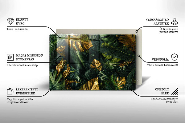 Copri piano cottura Foglie dorate di monstera