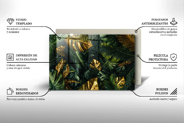 Copri piano cottura Foglie dorate di monstera