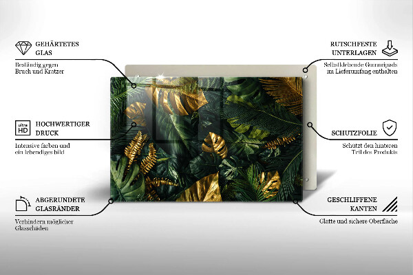 Copri piano cottura Foglie dorate di monstera