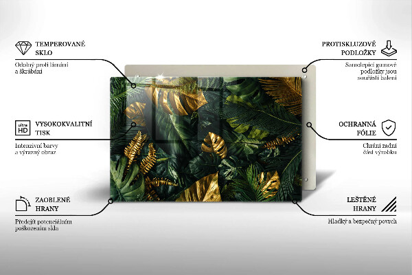 Copri piano cottura Foglie dorate di monstera