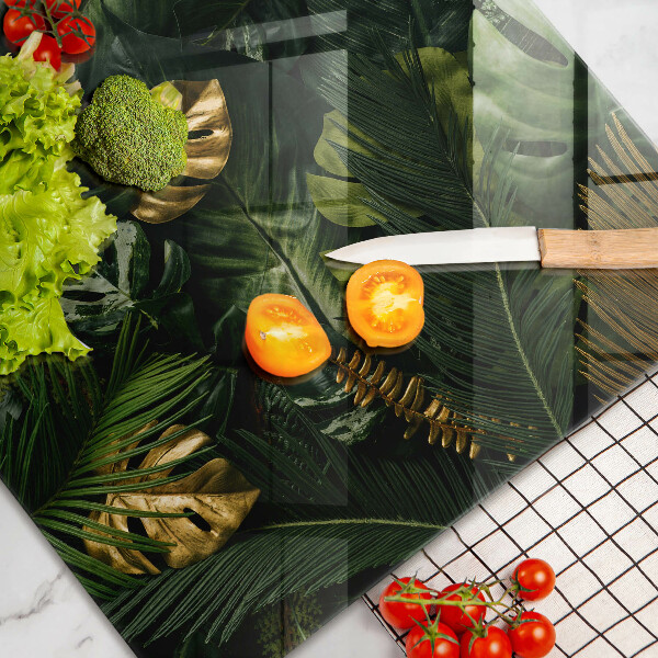 Copri piano cottura Foglie dorate di monstera