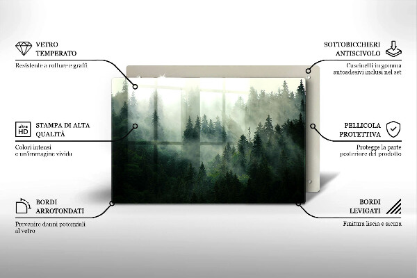 Copri piano cottura Paesaggio forestale nebbioso
