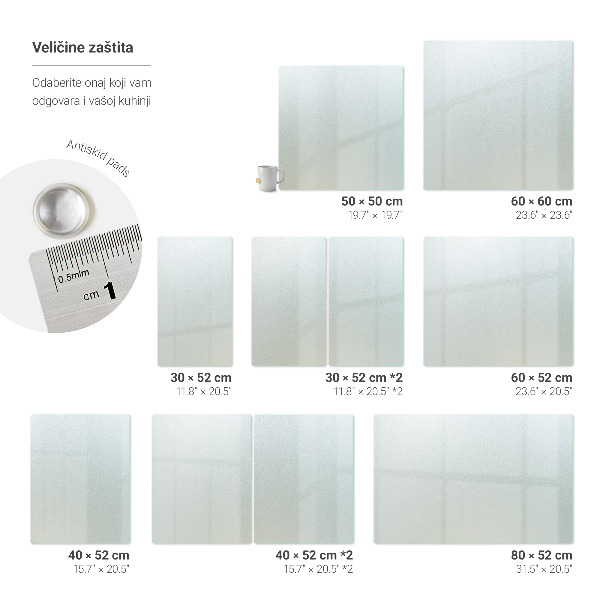 Protezione per piano cottura a induzione, set da 2 pezzi in misura 30 x 52 cm