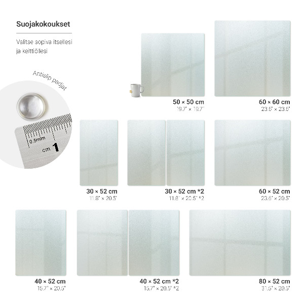 Copri piano cottura in vetro, set da 2 pezzi 40x52 cm