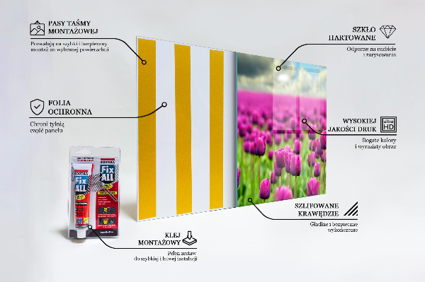 Pannello rivestimento parete cucina Campo del prato di tulipani rosa