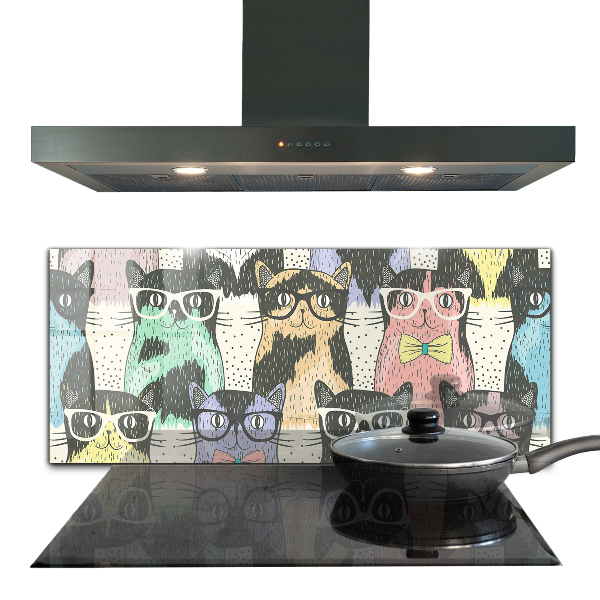 Pannello paraschizzi cucina Illustrazione divertente di gatto hipster