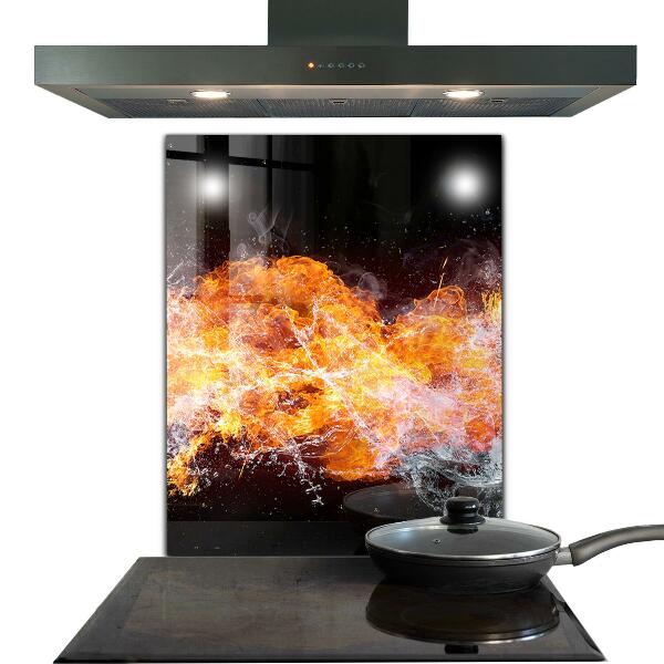 Pannello paraschizzi cucina La lotta degli elementi fuoco acqua