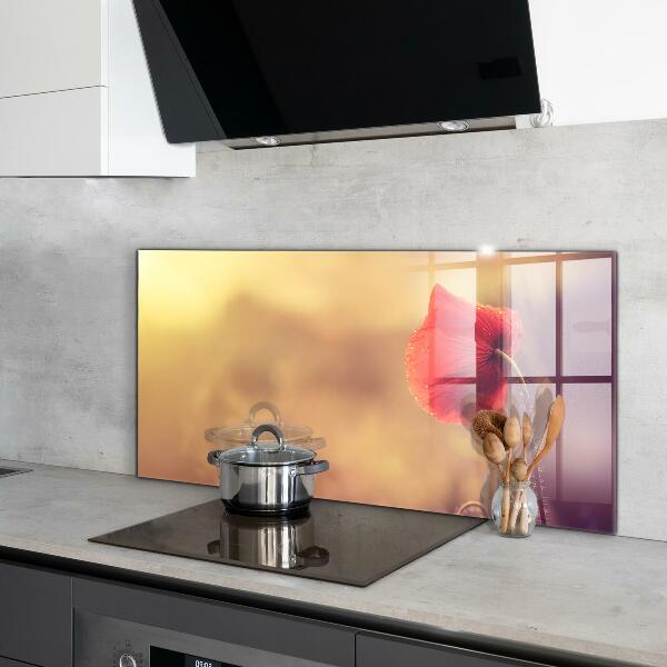 Rivestimento parete cucina Pianta di papavero d'epoca