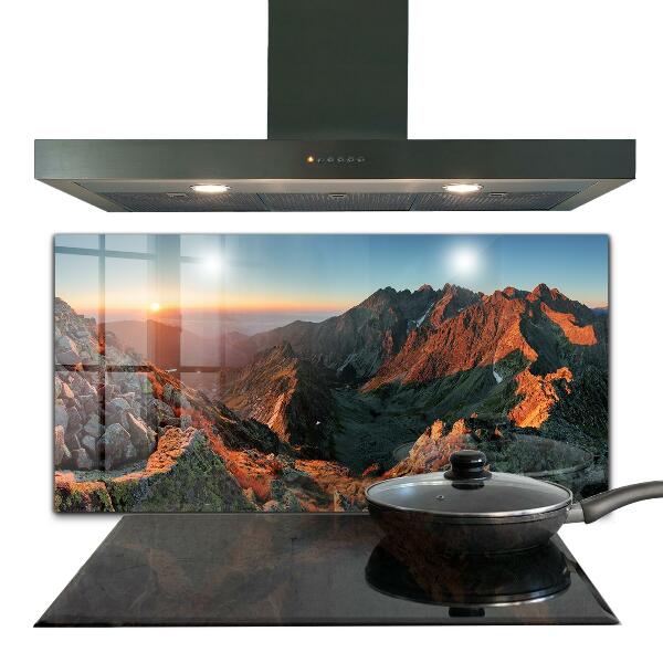 Pannello rivestimento parete cucina Tramonto panoramico della montagna