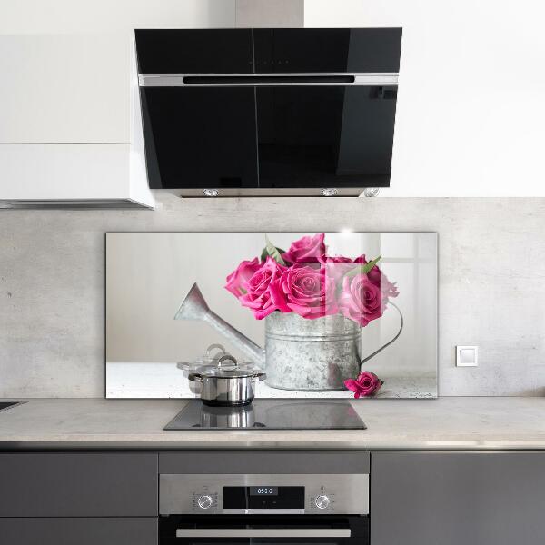 Rivestimento parete cucina Annaffiatoio con mazzo di rose