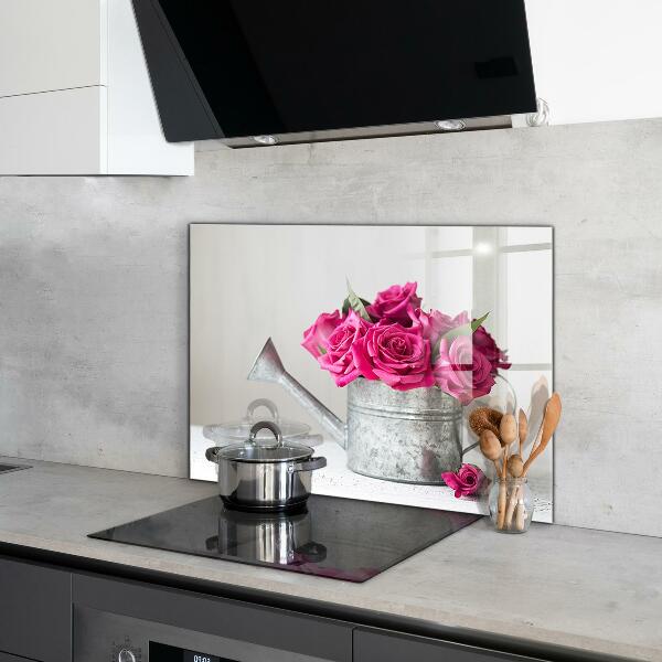 Rivestimento parete cucina Annaffiatoio con mazzo di rose
