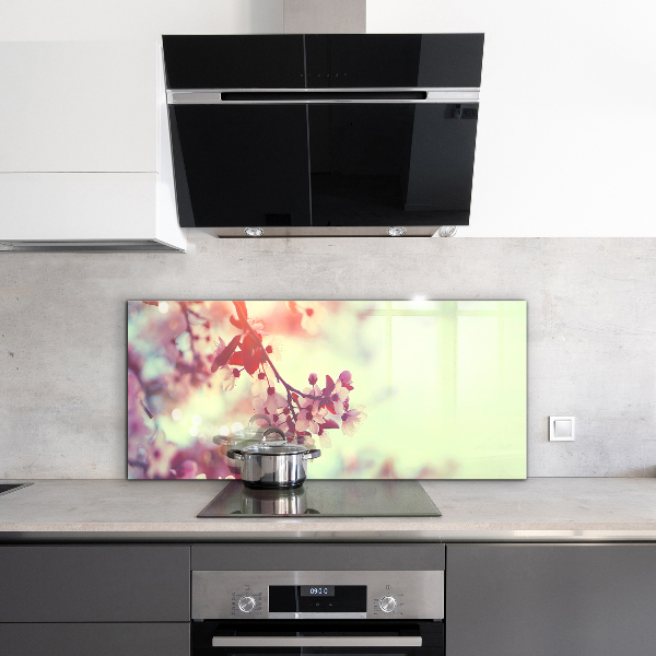 Rivestimento parete cucina Albero rosa in fiore