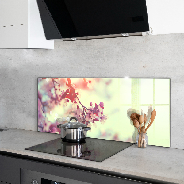 Rivestimento parete cucina Albero rosa in fiore