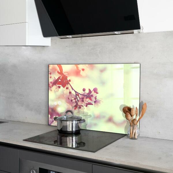 Rivestimento parete cucina Albero rosa in fiore