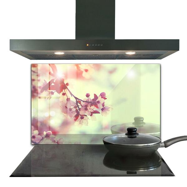 Rivestimento parete cucina Albero rosa in fiore