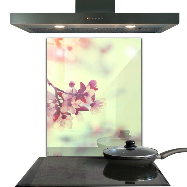 Rivestimento parete cucina Albero rosa in fiore