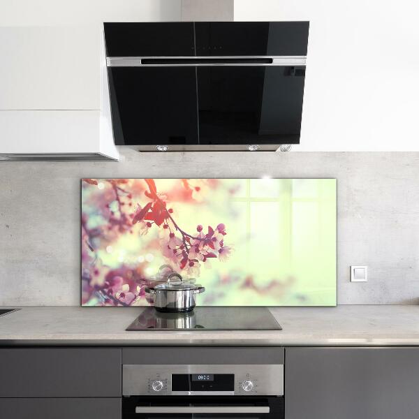 Rivestimento parete cucina Albero rosa in fiore