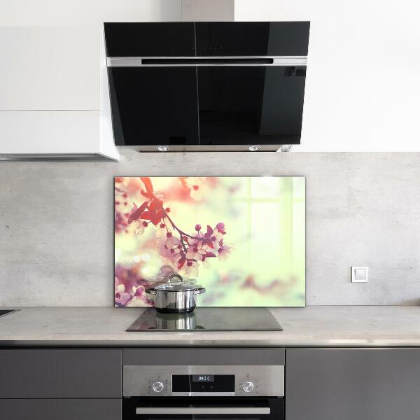 Rivestimento parete cucina Albero rosa in fiore