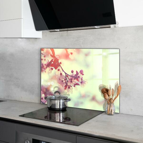 Rivestimento parete cucina Albero rosa in fiore