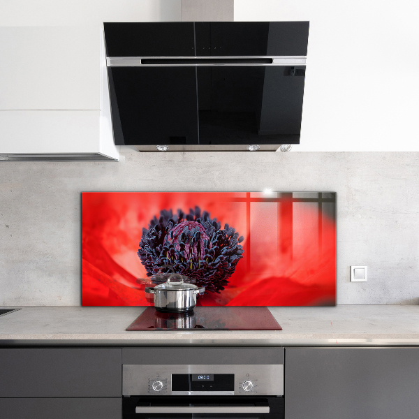 Rivestimento parete cucina Dettagli del papavero rosso