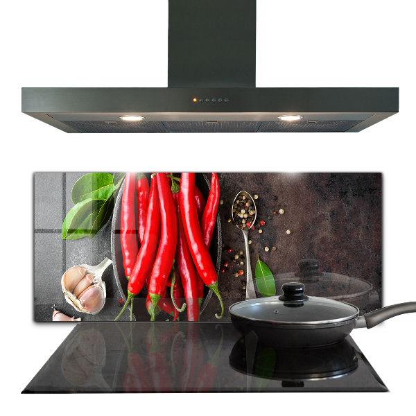 Pannello paraschizzi cucina Cottura dei peperoncini piccanti