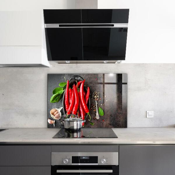 Pannello paraschizzi cucina Cottura dei peperoncini piccanti