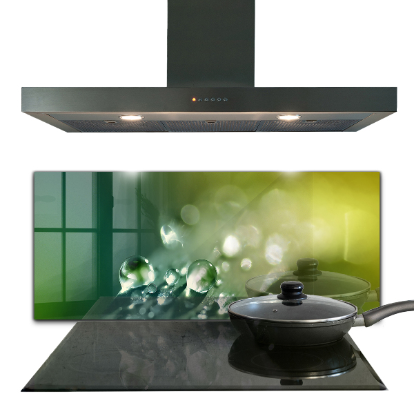 Pannello paraschizzi cucina Rugiada sulle foglie verdi
