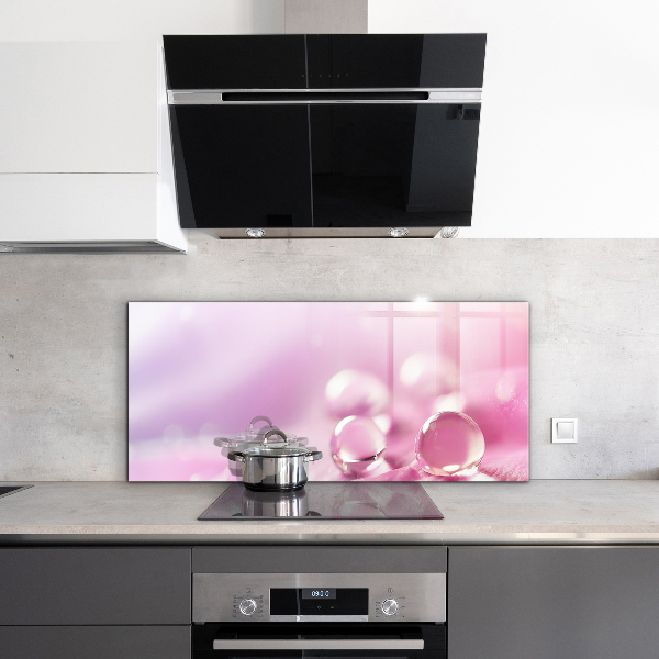 Pannello retrocucina Gocce di rugiada su un fiore rosa