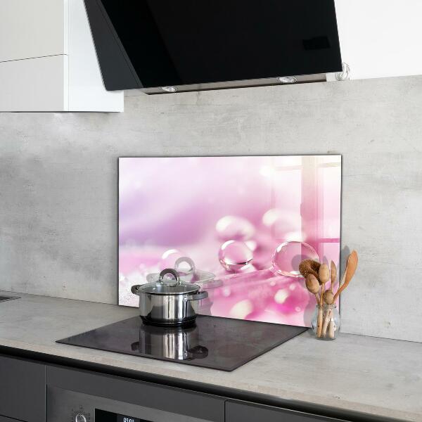 Pannello retrocucina Gocce di rugiada su un fiore rosa