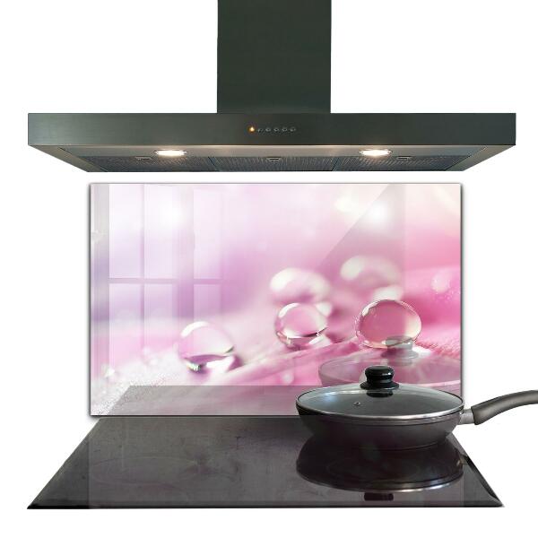 Pannello retrocucina Gocce di rugiada su un fiore rosa