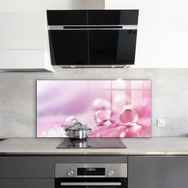 Pannello retrocucina Gocce di rugiada su un fiore rosa