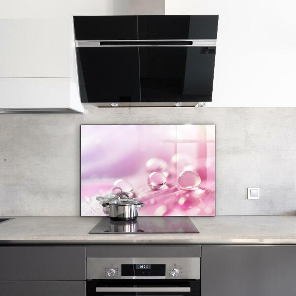 Pannello retrocucina Gocce di rugiada su un fiore rosa