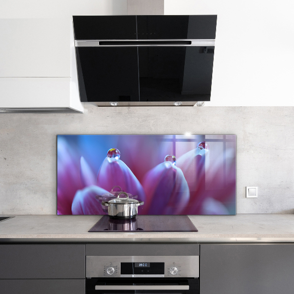 Pannello retrocucina Gocce di rugiada fiore viola