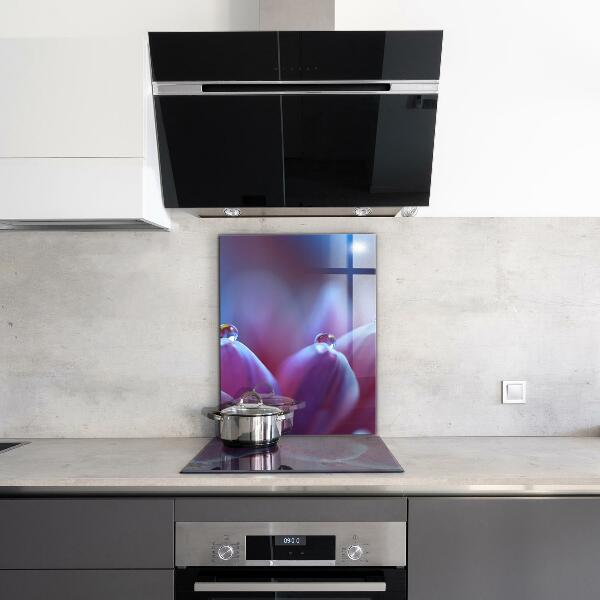 Pannello retrocucina Gocce di rugiada fiore viola