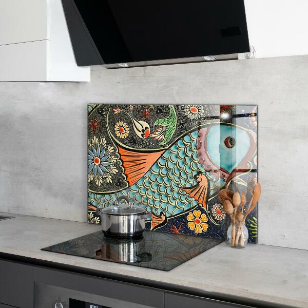 Pannello paraschizzi cucina Mosaico pesce ceramica vintage
