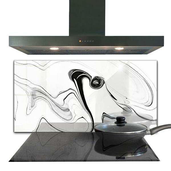Pannello paraschizzi cucina Linee nere in marmo bianco
