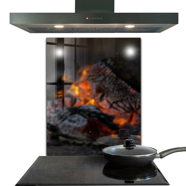 Pannello paraschizzi cucina Fuoco del falò che brucia