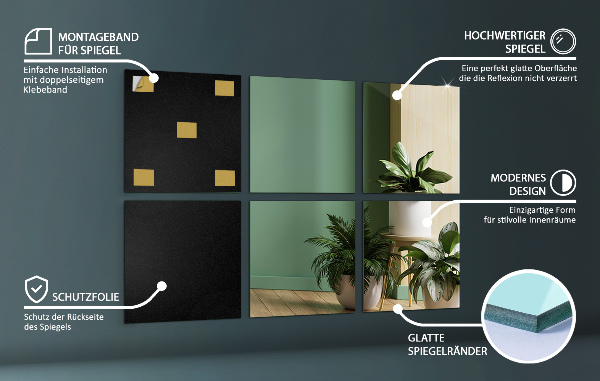 Piastrelle a specchio 6 pz 16x16 cm