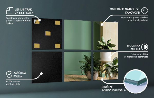 Piastrelle a specchio 6 pz 16x16 cm