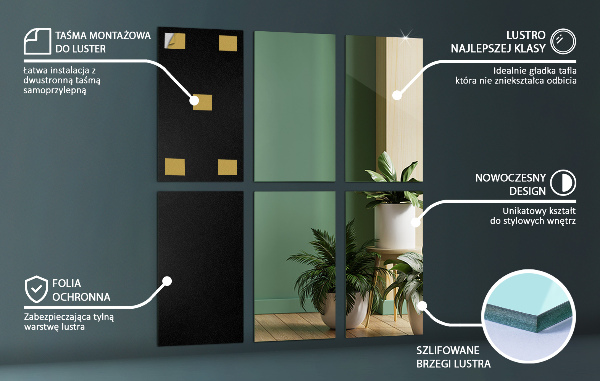 Piastrelle specchio adesive 6 pz 30x20 cm
