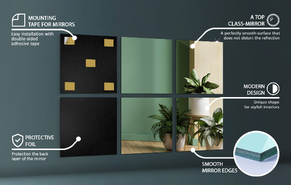 Piastrelle di specchio 6 pz 30x30 cm