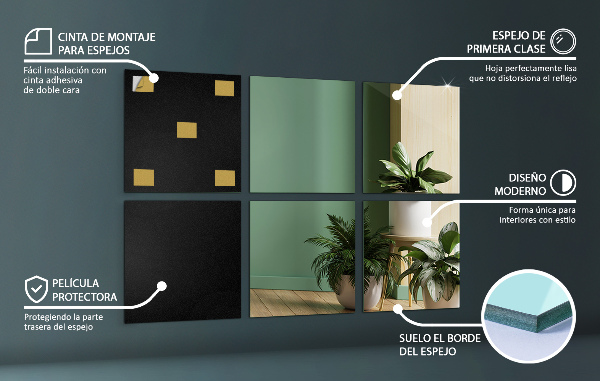 Piastrelle di specchio 6 pz 30x30 cm