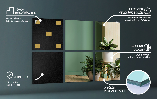 Piastrelle di specchio 6 pz 30x30 cm