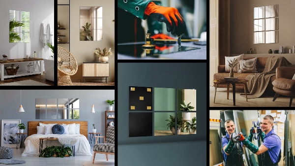 Piastrelle di specchio 6 pz 30x30 cm