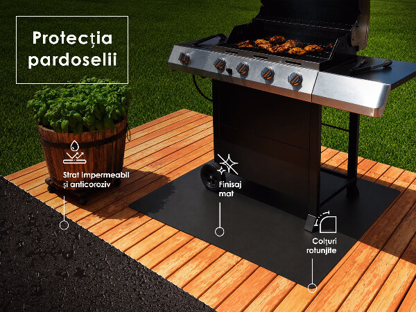 Semiovale pedana salvapavimento per barbecue 80x90 cm