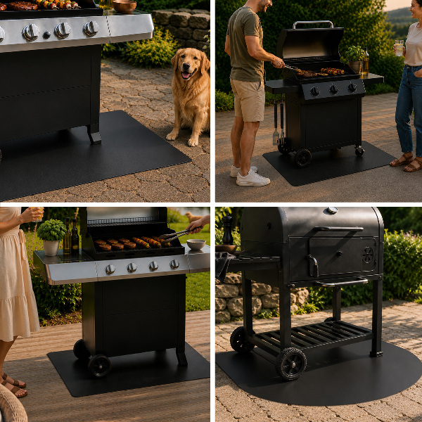 Rettangolare tappetino in lamiera per barbecue 100x70 cm